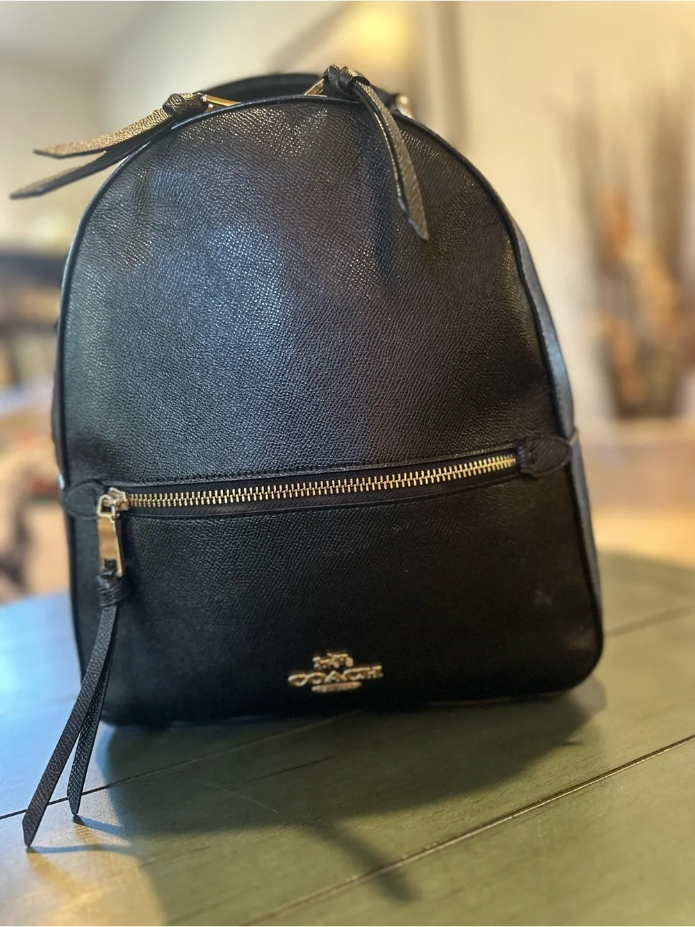 Coach Black Saffiano Leather Mini Backpack with Gold Hardware
